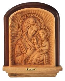 Olive Wood Icon of Virgin Mary - Panagia Hodegetria - small