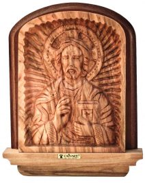Olive Wood Jesus Christ Pantocrator Icon 