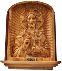 Olive Wood Jesus Christ Pantocrator Christian Orthodox Icon