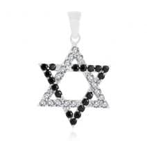 Sterling Silver Star of David with Black & White Zircon