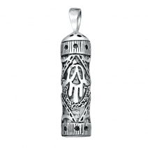 Mezuzah Pendant in Sterling Silver Hamsa with Scroll