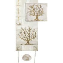 Embroidered Gold Tree of Life Prayer Shawl/Tallit Set