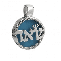 Kabbalah Sterling Silver Pendant with Turquoise "Shin-Alef-Heh"