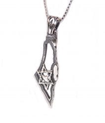 Israel Map Sterling Silver Necklace with Star of David 