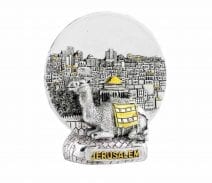 Silvered Magnet with Jerusalem View & Camel - Free Standing