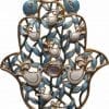Blue Hamsa Wall Hanging Hand of God Jewish Home Protection Doves & Pomegranates
