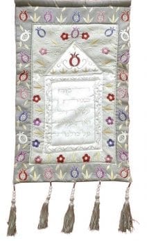 Eshet Chayil Hebrew Wall Decor Pomegranates Grey and Silver