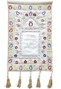 Judaica Wall Hanging Business Blessing Colorful Pomegranates Hebrew Text 
