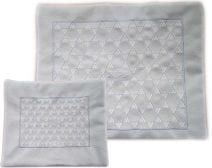 Tallit & Tefillin bag set Impala fabric Beige and Silver - Star of David Pattern