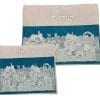 Tallit & Tefillin Bag Set Linen JerusalemTurquoise