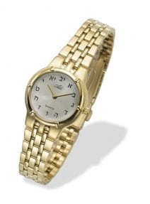 Elegant Hebrew Letters Woman in Gold Watch by Adi