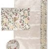 Embroidered Birds and Pomegranates Cotton Off White Tallit with Kippah and Tallit Bag