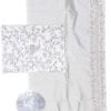 Tallit Embroidered Birds and Pomegranates in Silver Kippah and Tallit Bag