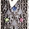 Jeweled Pewter Mezuzah Case with the letter Shin & Heart Pattern