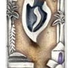 Cylindrical Pewter Mezuzah Case Jerusalem Motif in Silver