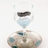 Glass Kiddush Cup Pomegranates in Blue
