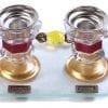 Glass Mini Candlesticks Set Terracotta Pomegranates