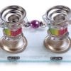 Glass Mini Candlesticks Set Rainbow Pomegranates