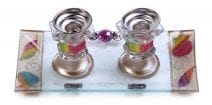 Glass Mini Candlesticks Set Rainbow Pomegranates