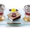 Glass Candlesticks Set with Matches Terracota Pomegranates 