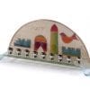 Glass Arched Hanukkah Menorah with JerusalemTheme