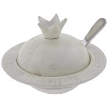 Aluminum Honey Dish Pomegranate in white