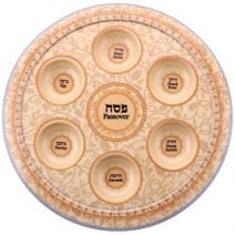 Passover Melamine Seder Plate Bege & Brown Ornaments - Home of Judaica