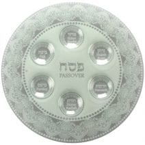 Passover Seder Plate White and Silver