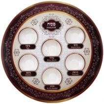Disposable Seder Plate Bright & Burgundy Colors