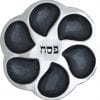 Passover Plate with Teardrop Flower Design Grey and Silver