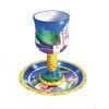 Ceramic Kiddush Cup with Detailed Jerusalem and Matching Plate