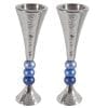 Yair Emanuel Judaica Shabbat Candlestick Set Emanuel Hammer Pattern Blue Orbs