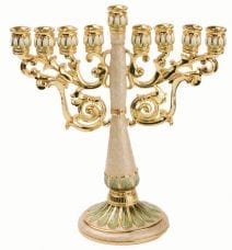 eweled Ivory and Green Hanukkah Menorah with Pink Crystals - Home of Judaica 