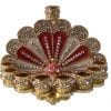 Jeweled Hanukkah Menorah Filigree in Red and Ivory Gold Plated