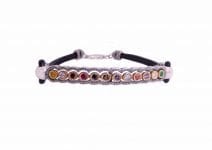 Hoshen Stones Sterling Silver & Gold Plaque with Leather Bracelet