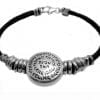 Sterling Silver and Leather Bracelet with Angels Pray