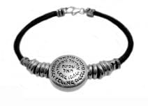Sterling Silver and Leather Bracelet with Angels Pray