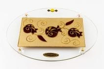 Oval Challah Board Dark Brown & Gold Pomegranates - Lily Art