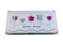 Hand Made Painted Laser Cut Challah Board with Roseate Tulips