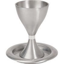 Yair Emanuel Anodized Aluminum Kiddush Cup with Plate in Silver