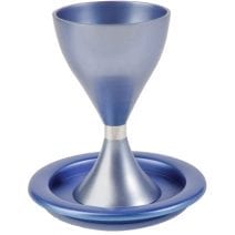Yair Emanuel Anodized Aluminum Kiddush Cup with Plate in Blue