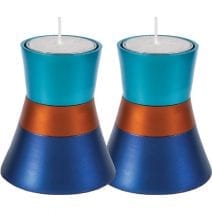 Turquoise, Orange and Blue Yair Emanuel Tea Light Candle Holder