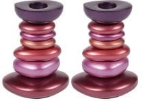 Yair Emanuel - Anodized Aluminum Shabbat Candlesticks with Shades of Pink - Stone Tower