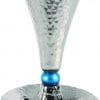 Anodized Aluminum Hammer Work Kiddush Cup with Plate Yair Emanuel Judaica