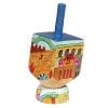Yair Emanuel Wooden Hanukkah Dreidel with Stand - Bright Jerusalem