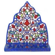 Yair Emanuel Red Pomegranates Menorah Hanukkah