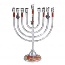 Colorful Aluminum Hanukkah Menorah with Dreidel Charm