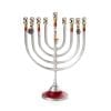 Maroon Aluminum Hanukkah Menorah with Dreidel Charm
