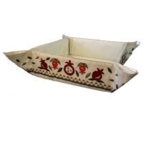 Yair Emanuel Passover Folding Basket for Matzah Pomegranates Embroider