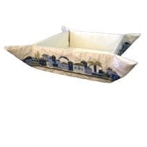 Judaica Passover Folding Basket for Matza Jerusalem in Blue Theme Embroidered